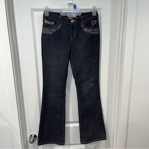 Girls SO black Denim bootcut Jeans Stretch Sequin decor women Sz 16 front pocket